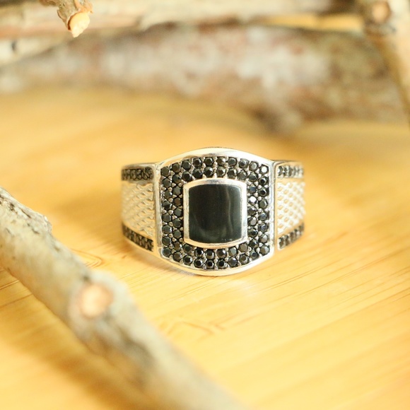 Grand Bazaar Jewelers Other - 925 S S Men's Ring Natural Onyx &Cubic